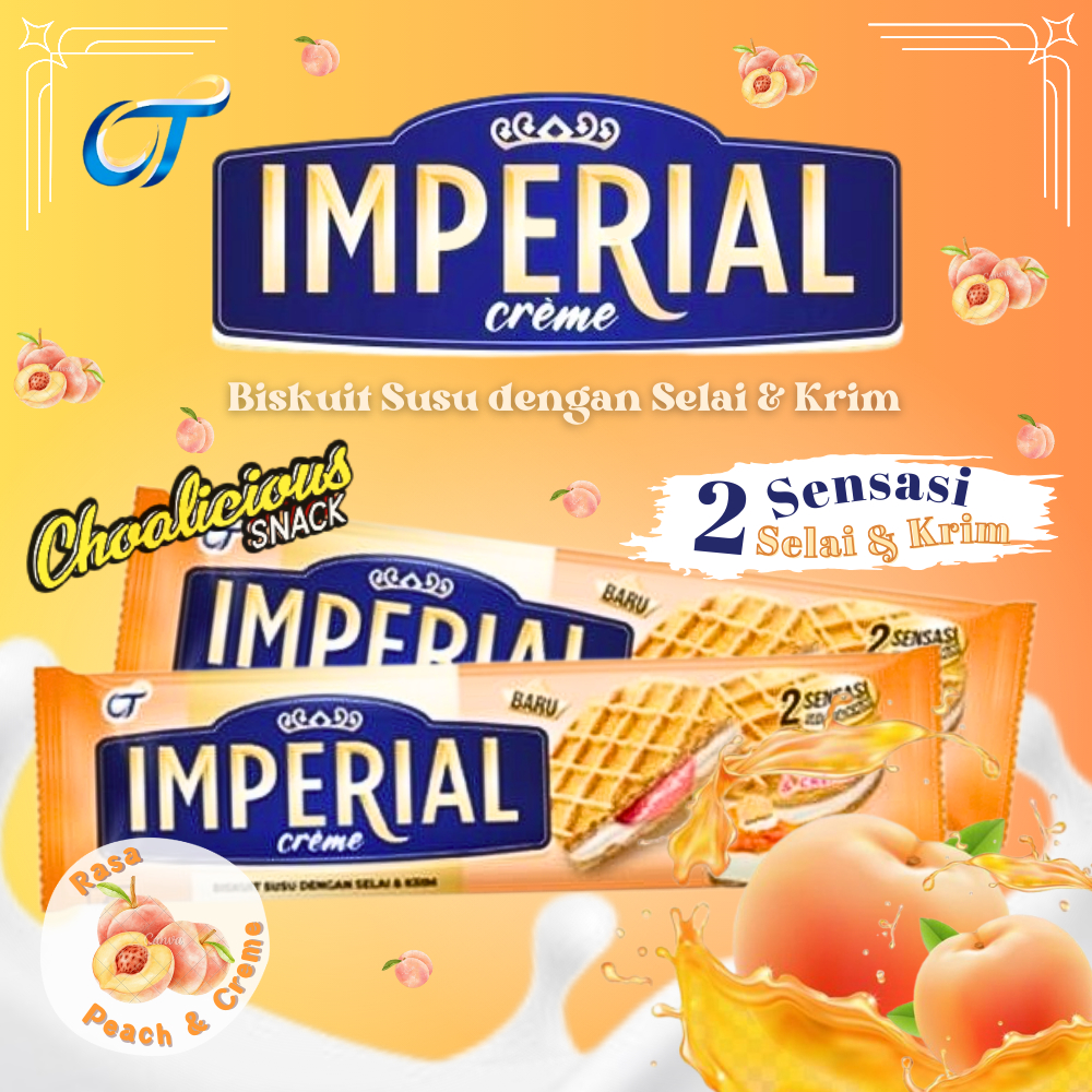 

IMPERIAL CREME Biskuit Susu dengan Selai & Krim rasa Peach & Creme 10+1 @ 27gram