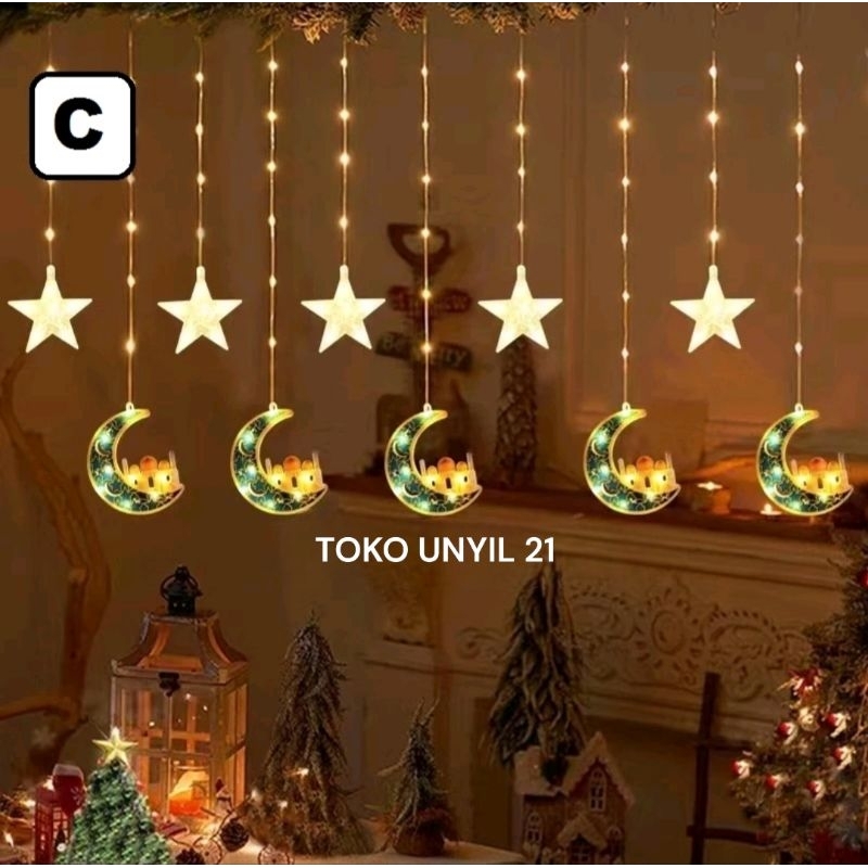 LAMPU LEBARAN TIRAI VIRAL 2024 HIASAN LAMPU KETUPAT LEBARAN IDUL FITRI GANTUNGAN LAMPU HIASAN LEBARA