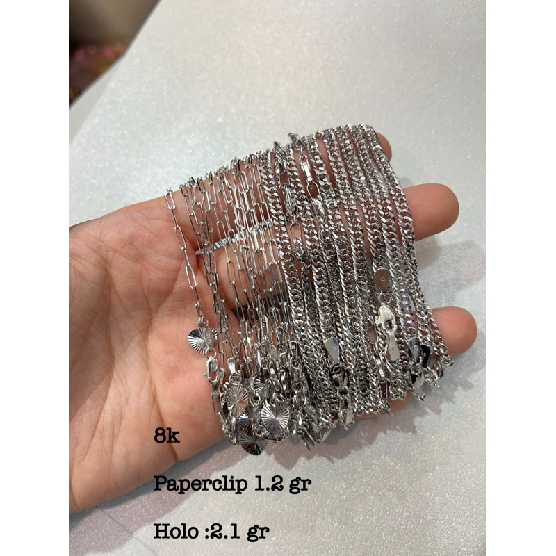 Gelang rantai paperclip hollo mas putih