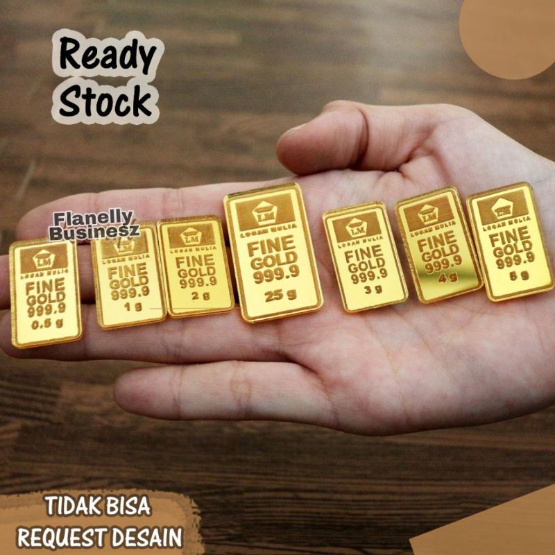 Replika Logam Mulia LM untuk Bingkai Mahar Pernikahan Dekorasi Emas Batangan Akrilik Mirror Gold Tam