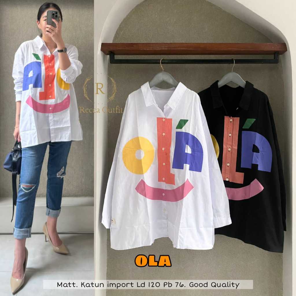 Baju Atasan Blouse Kemeja Wanita Jumbo Ld 120 XXXL Ola Bahan Premium Katun Import Recca