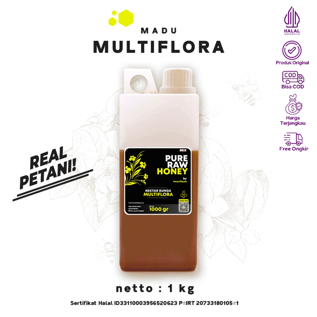 

Madu Asli 100% - Murni Nektar Multiflora 1 KG - Pure Raw Honey