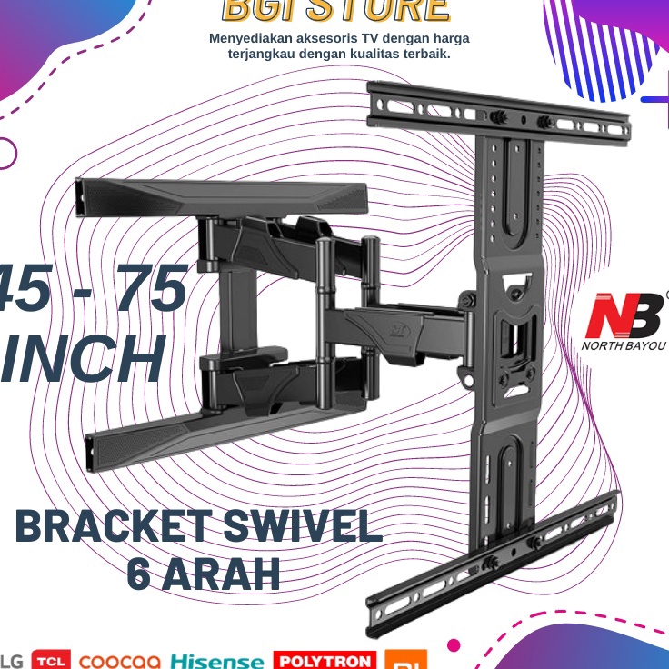 QG Bracket Braket Breket TV 4 42 43 5 55 6 65 7 75 8 inch TV LCD LED Bracket TV Swivel NB P6 NEW nor