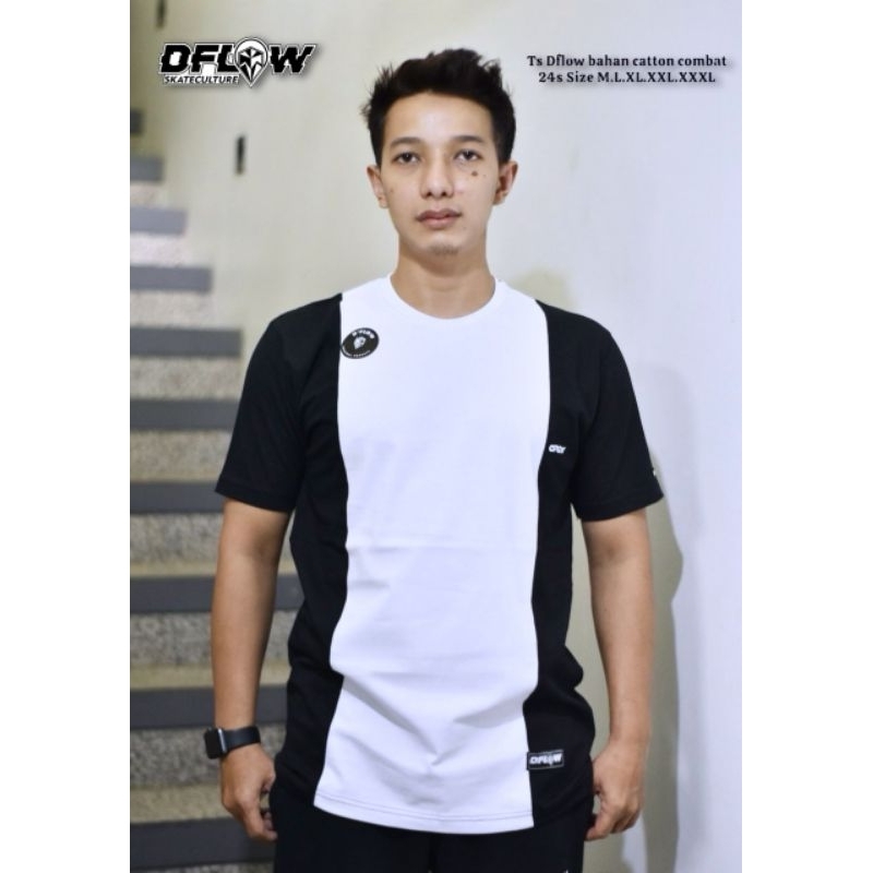 kaos dflow pria wanita kombinasi 3 warna katun 24s