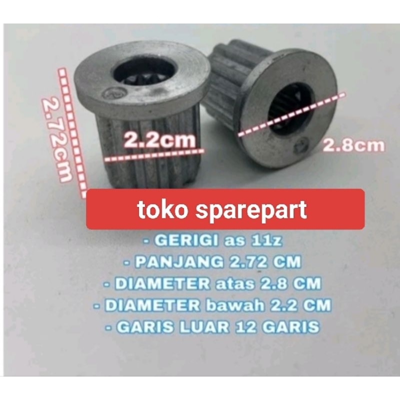 inti pulsator mesin cuci LG  gigi dalam 11 gigi luar 12