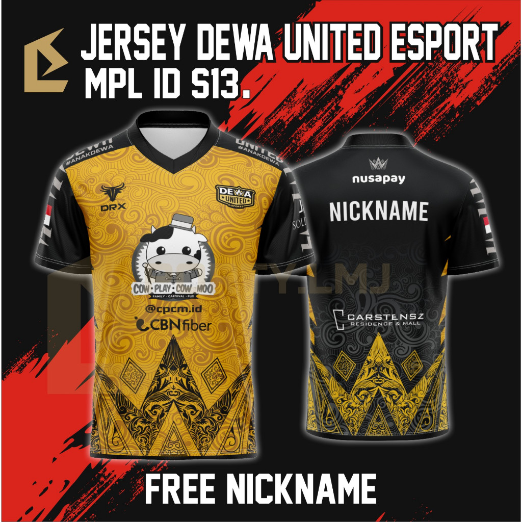 Jersey Kaos DEWA UNITED ESPORT MPL ID S13 2024 , FREE NICKNAME