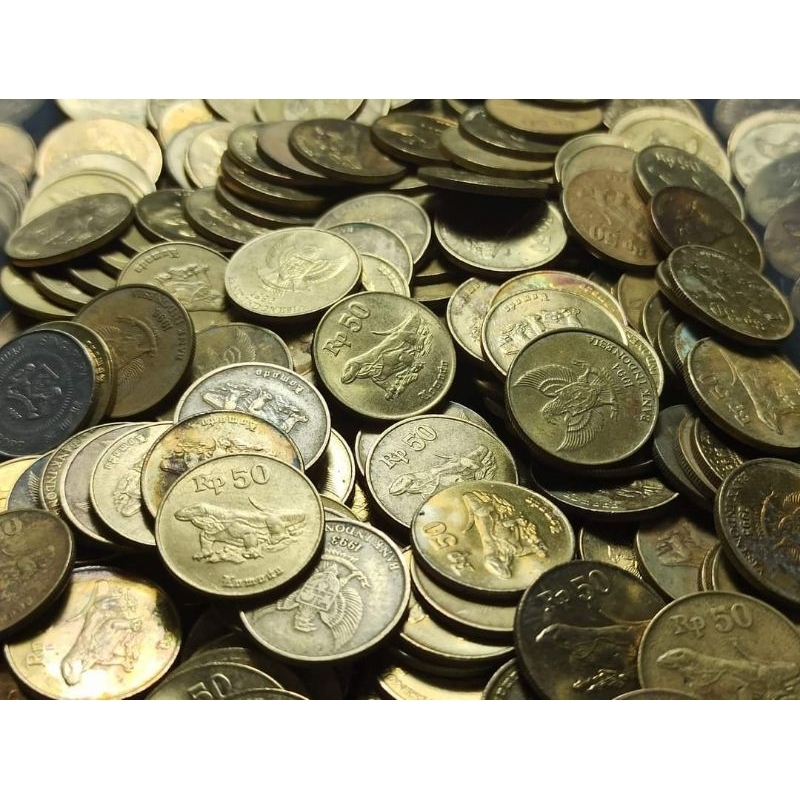 koin kuno 50 rupiah komodo used