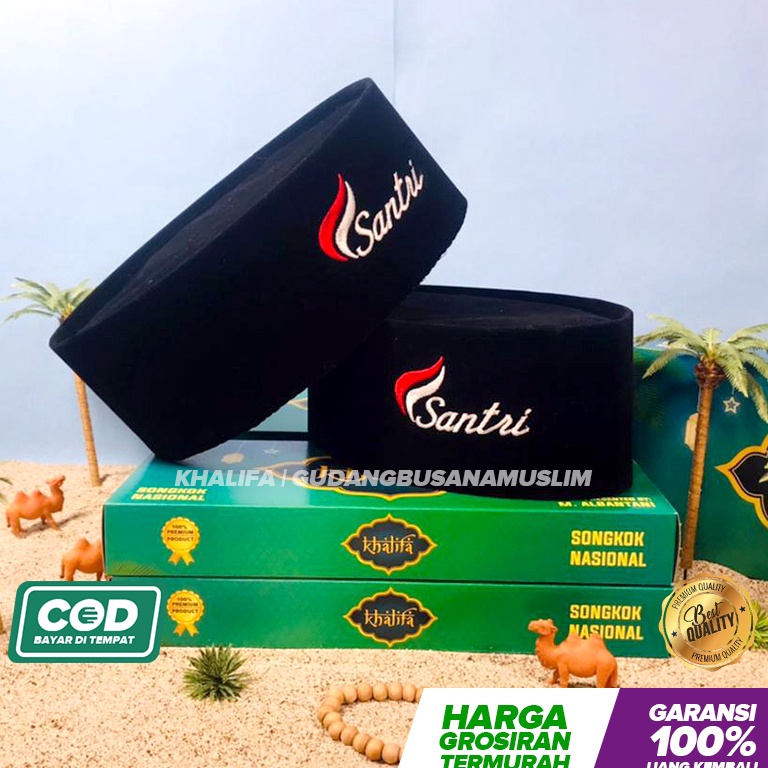 Keluaran Terbaru Peci Hitam Santri Merah Putih  Garuda Bordir Non AC Promo Songkok Murah Grosir Kopi