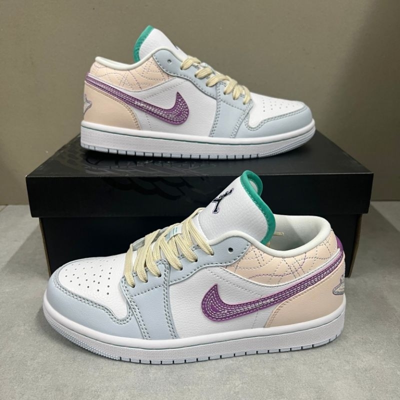 Sepatu Sneakers Jordan 1 Low Wanita Sashiko Multicolor ORIGINAL MATERIALS