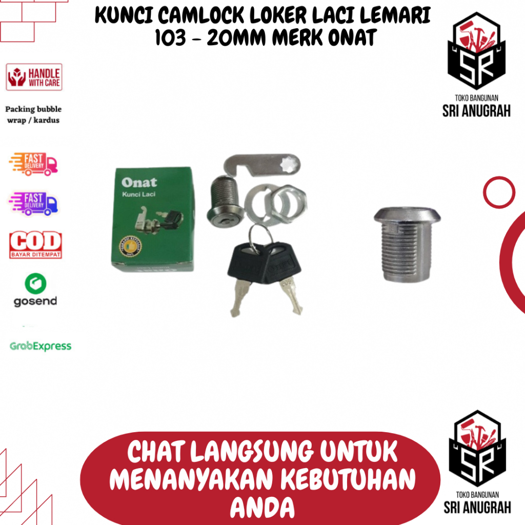 KUNCI CAMLOCK LOKER LACI LEMARI  103 - 20MM MERK ONAT