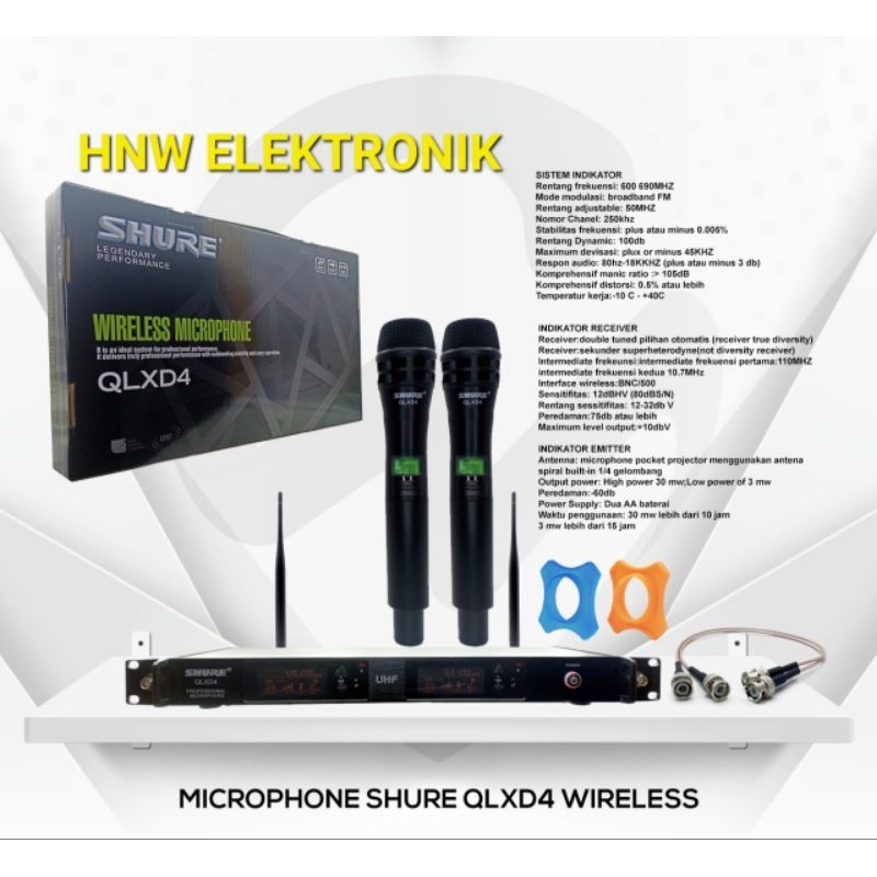 mic Shure UHF wireless isi 2 pegang handheld QLXD4 QLXD 4