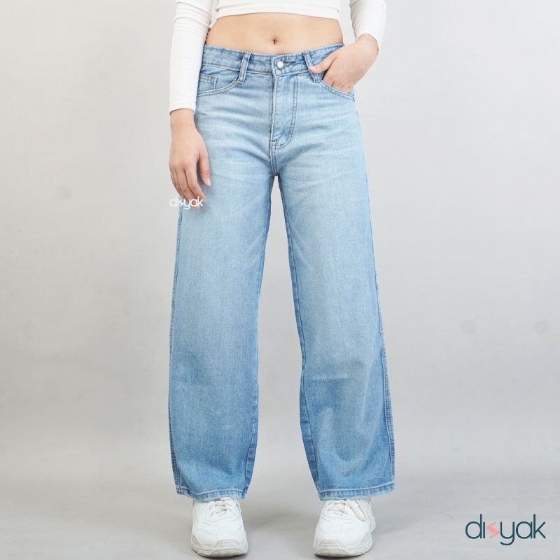 DISYAK - Baggy Daddy Mid Rise Celana Panjang Jeans Gombrong Ocean Blue 251-351