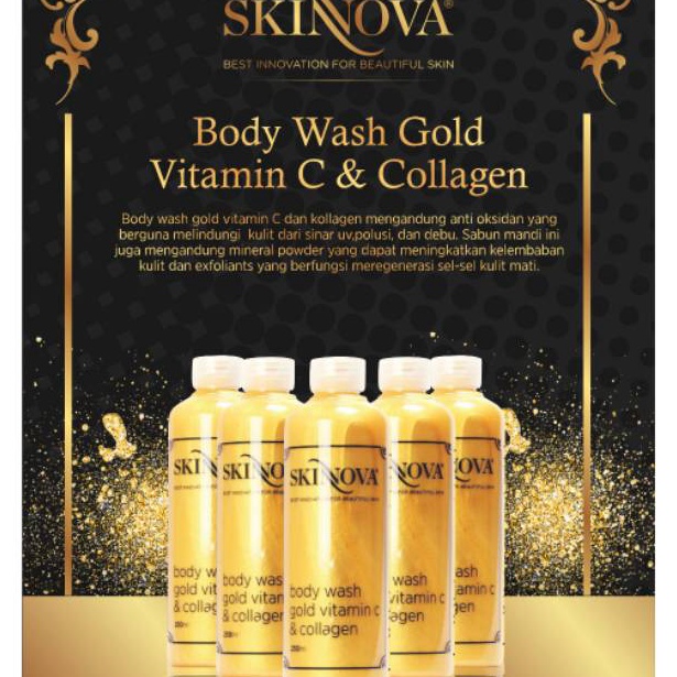 WCH627 Ready Stok Skinnova body wash gold vitamin C  collagen skinova 25 ml
