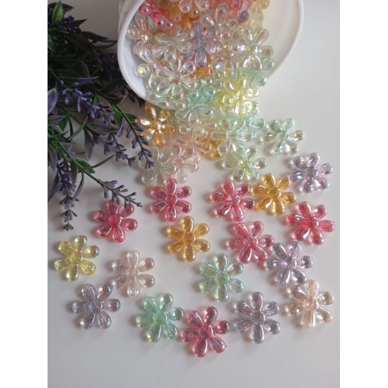 Manik Kincir Pelangi Manik Mote Kincir Bening Manik Bening Akrilik Bunga Manik Warna DIY Aksesoris