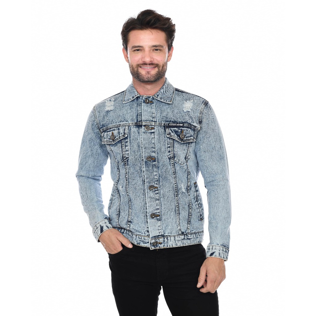 Rafen Jaket Jeans Denim Original Ice Blue M - 4XL