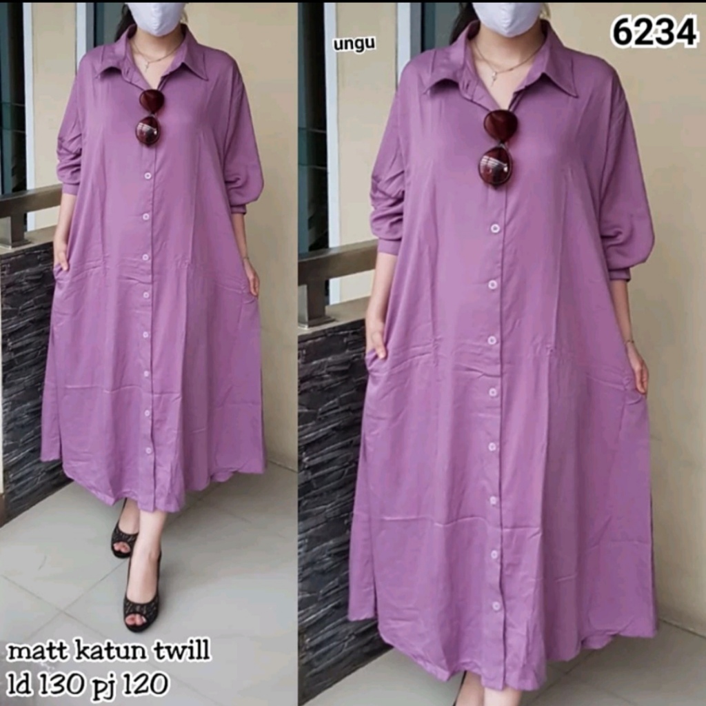 TUNIK JUMBO WANITA BAHAN KATUN TWILL ORI UKURAN LD 130