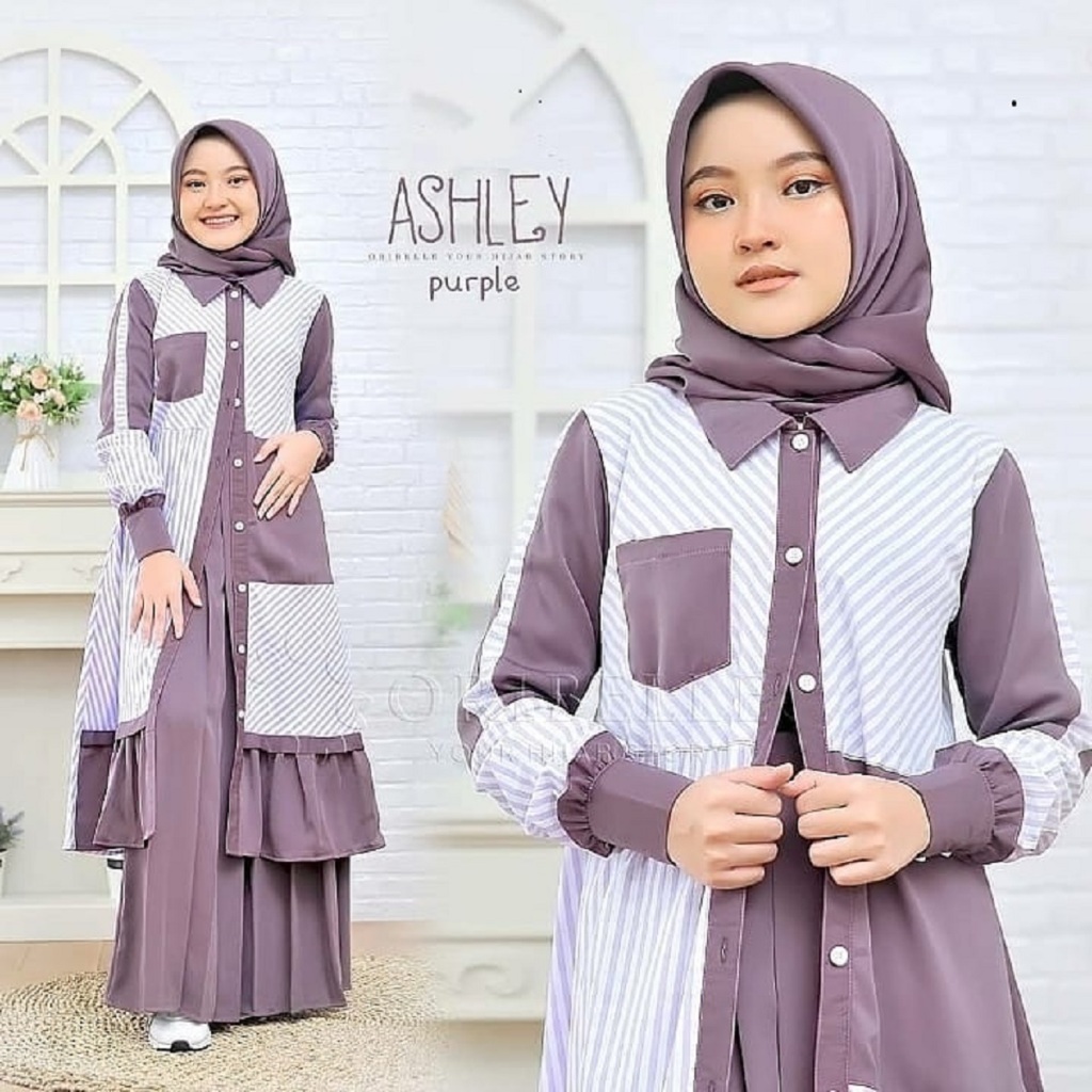 Azzeza - Ashley Gamis anak Perempuan / Setelan Rok + Tunik anak / Baju Muslim Anak Perempuan / Baju 