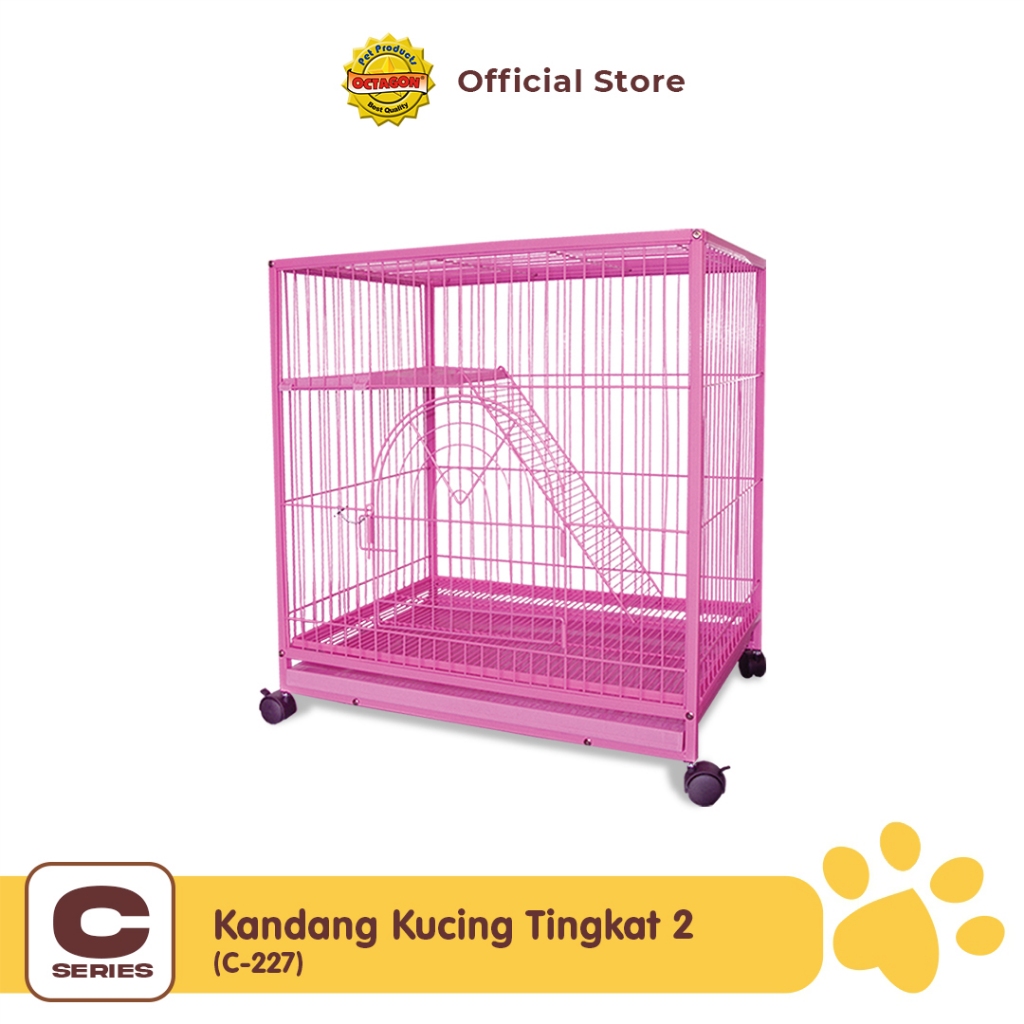 OCTAGON Kandang Kucing 2 Lantai Ukuran 75x54x83cm | Kandang Tingkat 2 C-227
