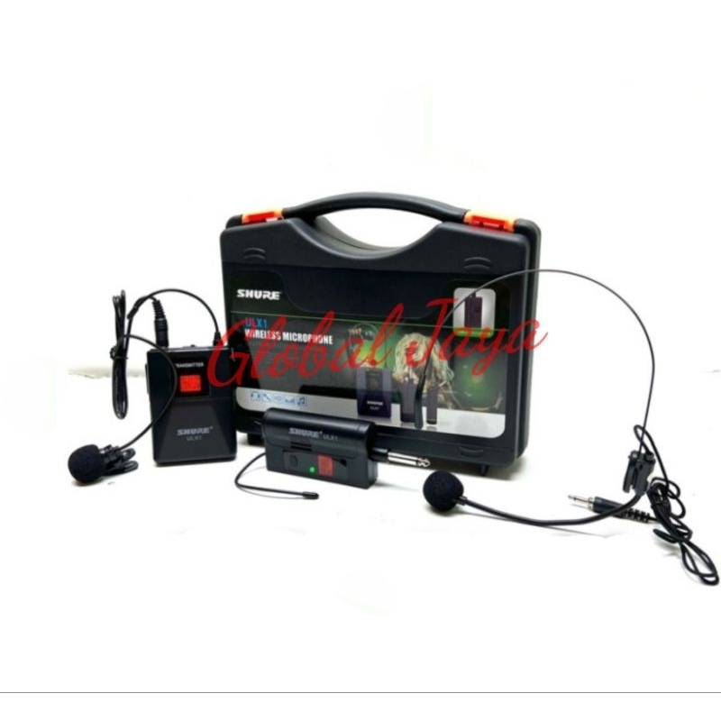 wireless 1set mic jepit+ mic headset ulx 1 mic kancing mic bando mic clip on tanpa kabel free koper/