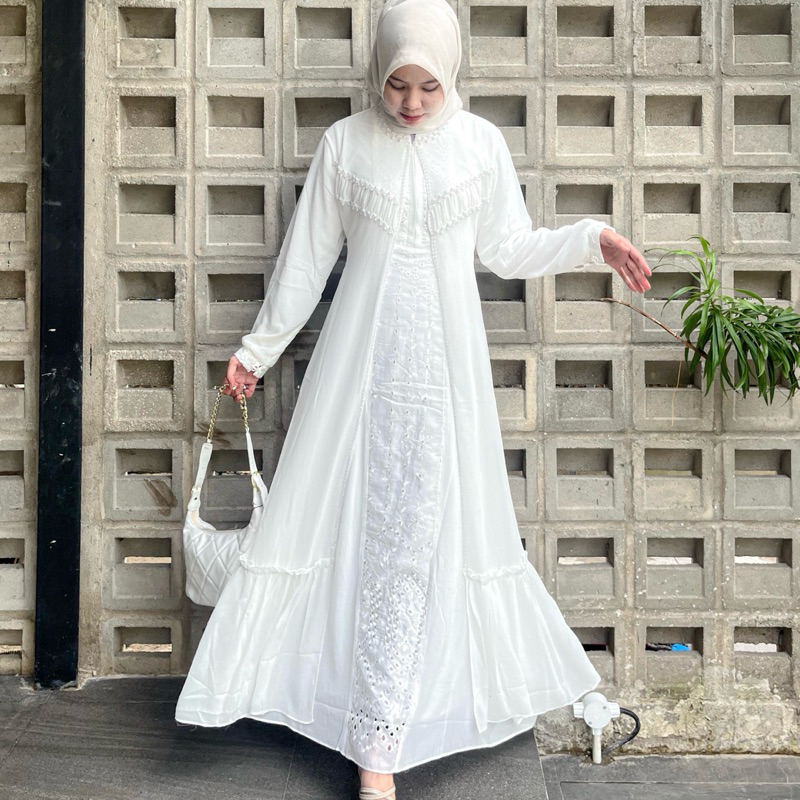 Aghnia Dress Lace Embroidery Abaya Dress