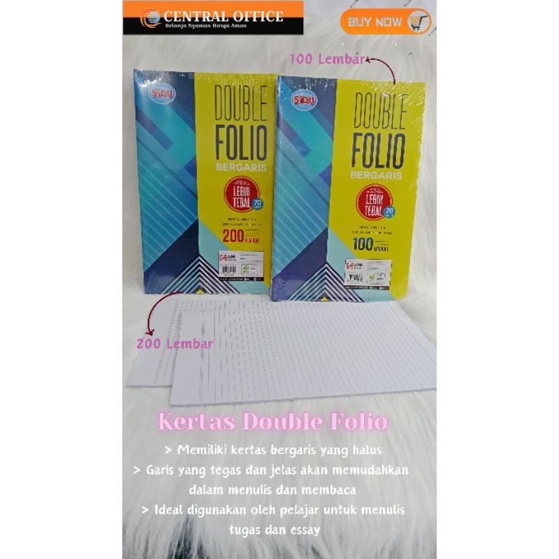 

Kertas Double Folio Bergaris / Kertas Double Folio Sidu Isi 100 lembar / isi 200 lembar