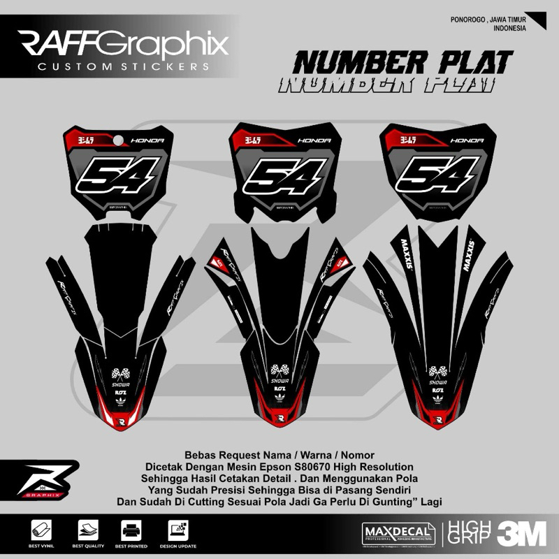 sticker papan crf- part tambahan motor crf- decal sticker papan crf