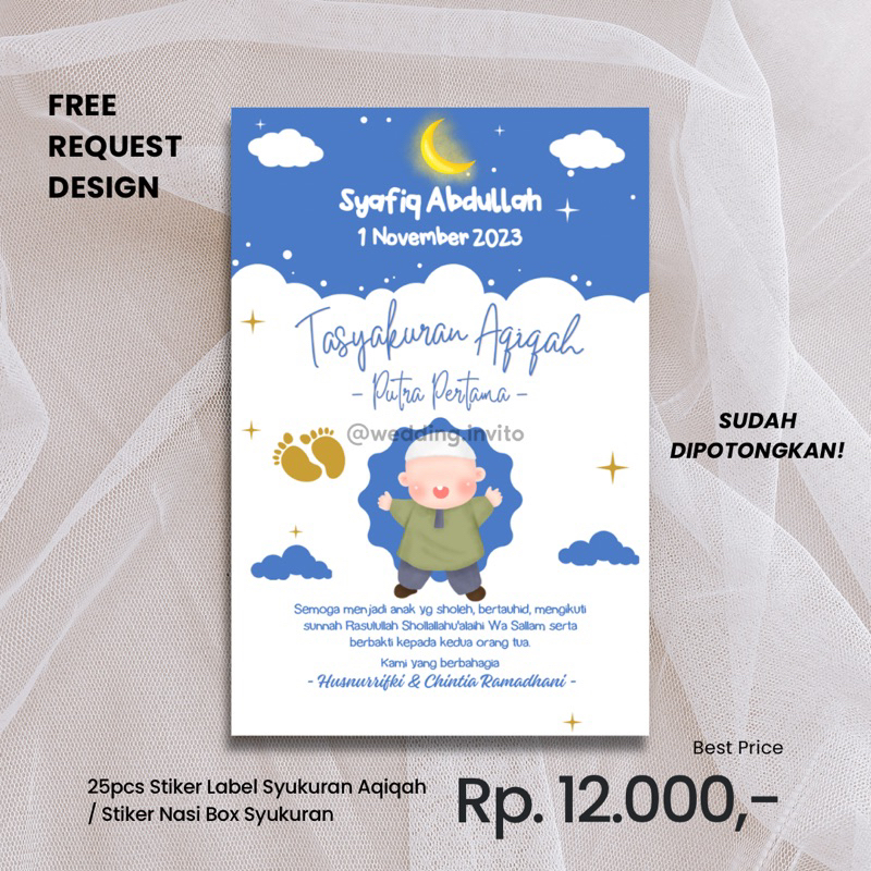 

21pcs Stiker Label Syukuran Aqiqah / Stiker Nasi Box Syukuran Sudah Dipotong Free Request Design
