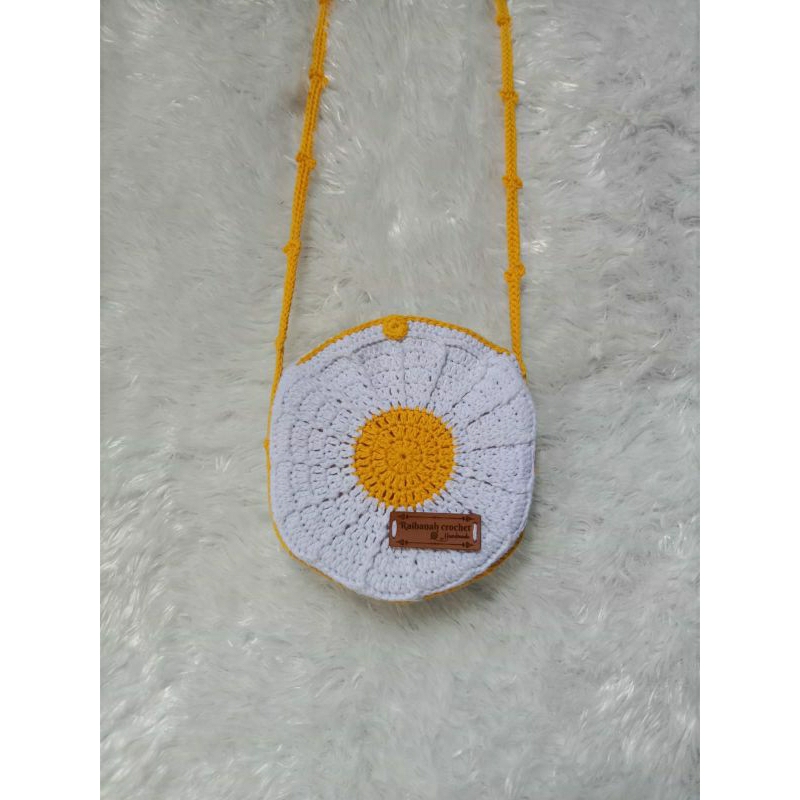 Tas rajut bunga/tas selempang anak/tas mini bulat