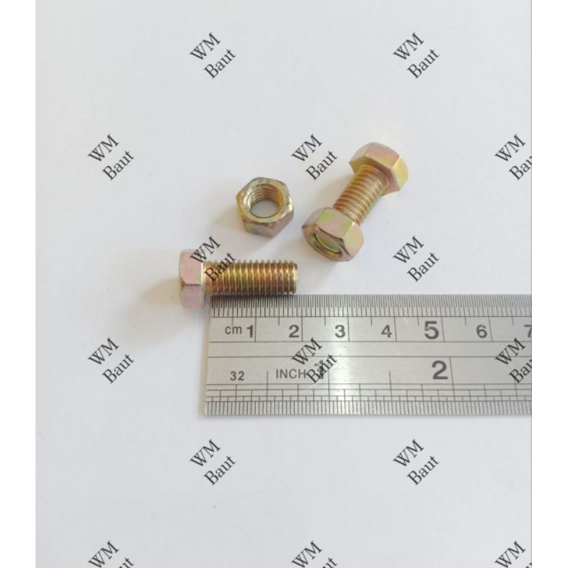 10pcs Baut Mur 17 Panjang 2cm - 12x20 M12x20 12mm x 20mm