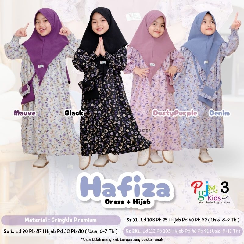 HAFIZA GAMIS ANAK PEREMPUAN SETELAN JILBAB REMAJA TANGGUNG UMUR 6-11 TAHUN BAHAN CRINGKLE PREMIUM AD