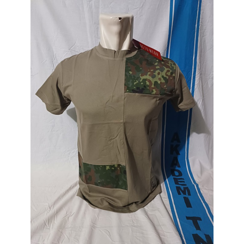 Kaos baju tactical hijau motif flecktarn Jerman,  buatan PT Sritex