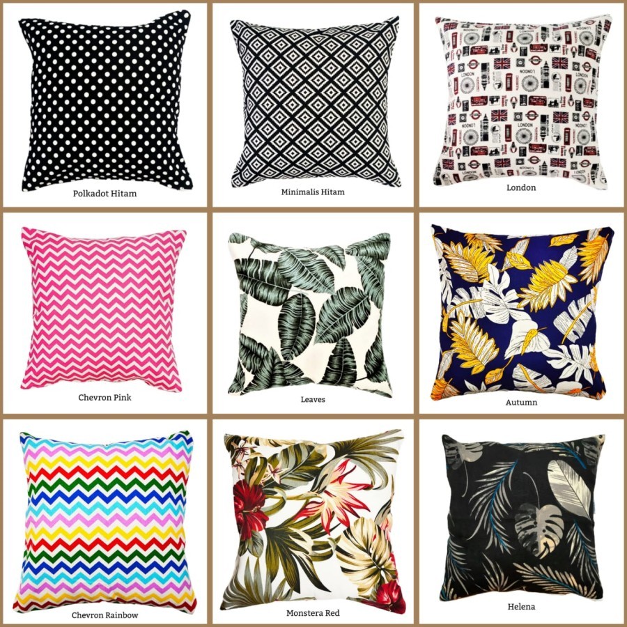 Sarung Bantal Sofa Jumbo Kanvas Aesthetic 50x50 60x60 70x70 Bahan Kanvas Aneka Motif | Sarban Sofa S