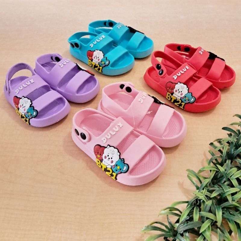 Dulux Sandal Slop Anak Perempuan Cewek Ukuran 24 - 29 / Sandal Anak Kartun BT21 / Sandal Anak Tali B