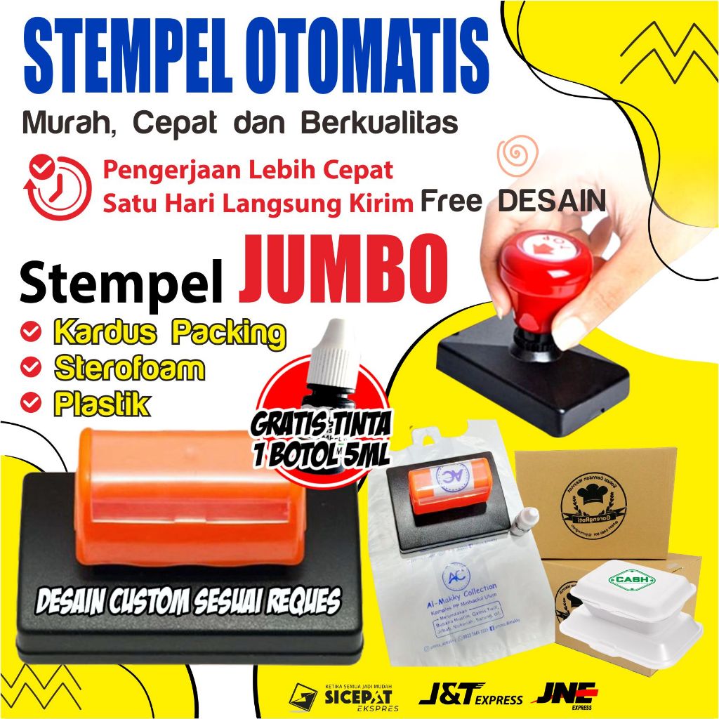 

Cetak Stempel Flash Jumbo Untuk Plastik, CUP, Kardus, Label, Paper Bag, DLL BONUS TINTA