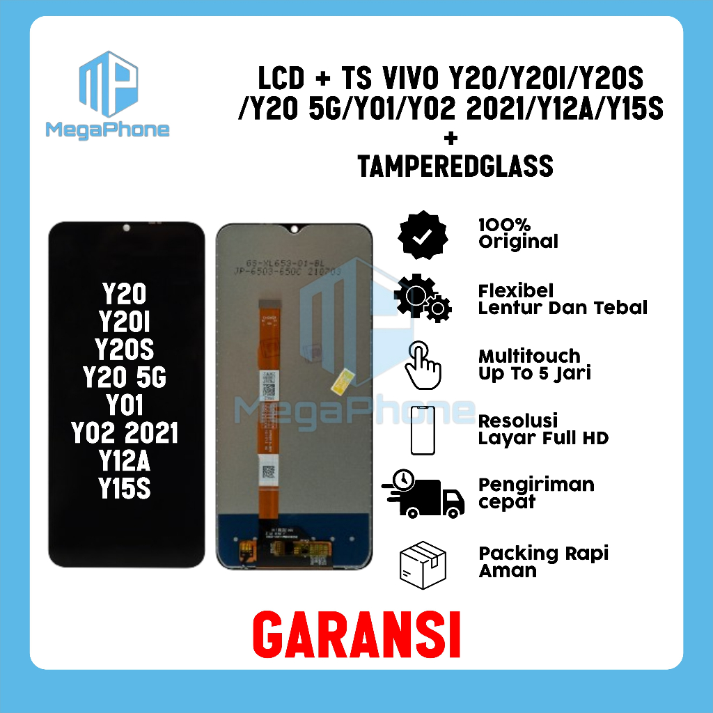 LCD + TS VIVO Y20/ Y20I/ Y20S/ Y20 5G/ Y 01/ Y 02 2021/ Y12A/ Y15S ORI FULLSET GARANSI