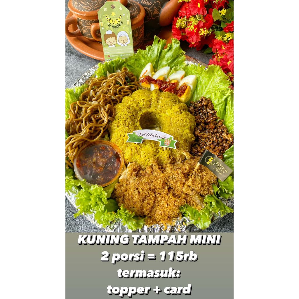 

Nasi KUNING Tampah Mini - 2 Porsi - Hampers Idul Fitri / Paket Lebaran