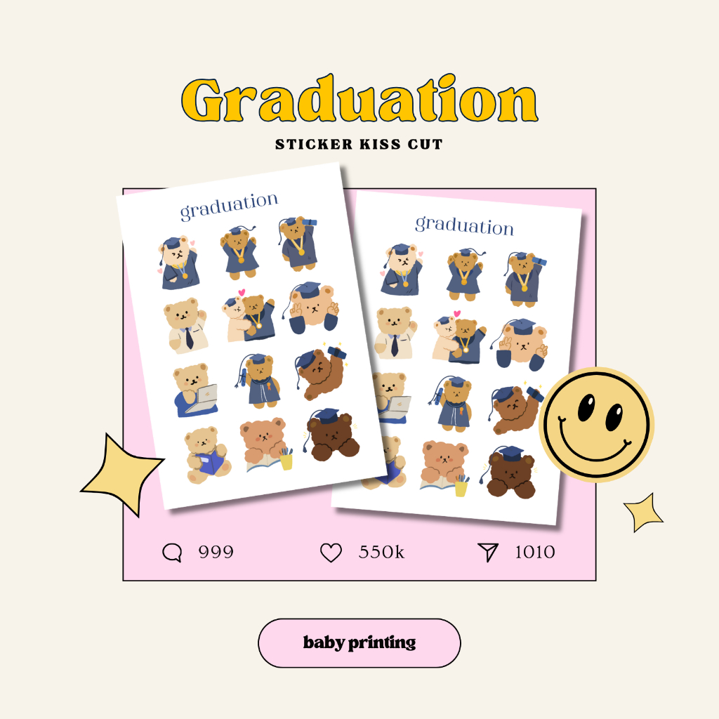 

Sticker Vinyl Kiss Cut - Bear Graduation [Deco Aesthetic Sticker]