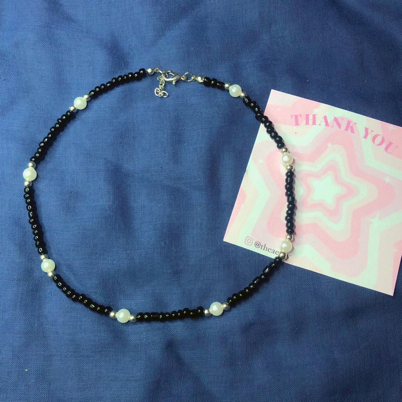 (TANPA PO) EDITH NECKLACE, KALUNG MANIK, KALUNG HITAM, NECKLACE PEARL, KALUNG MANIK SILVER, KALUNG M