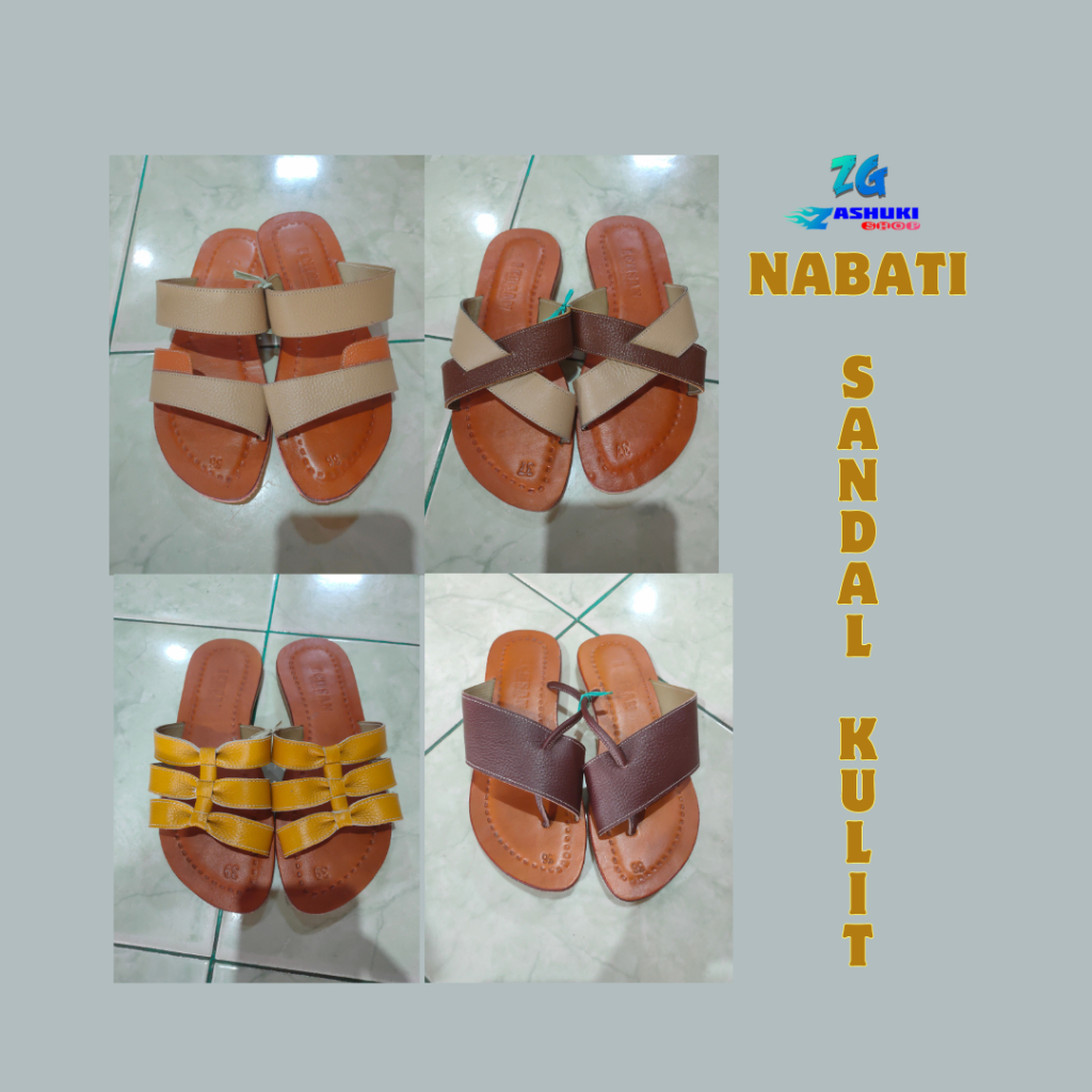 (ZG-T26) Sandal Slop Wanita- Sandal Kulit Nabati- Sandal Kulit Taslir, Sandal kulit Wanita Handmade 