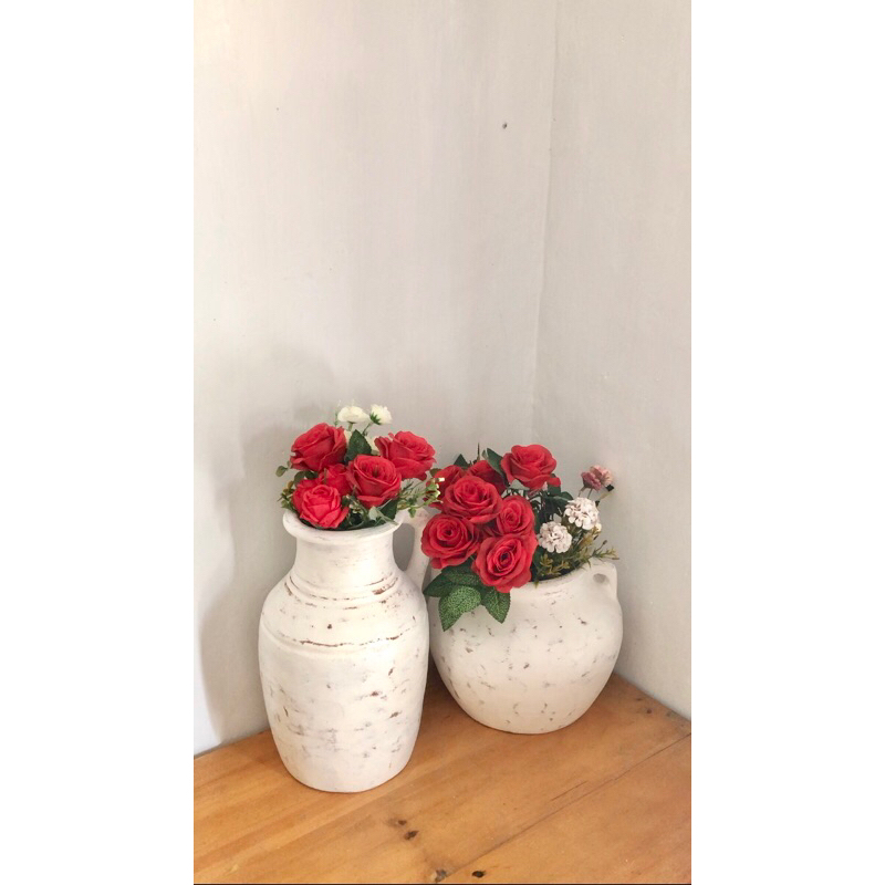 vas bunga aesthetic - guci bunga hias premium