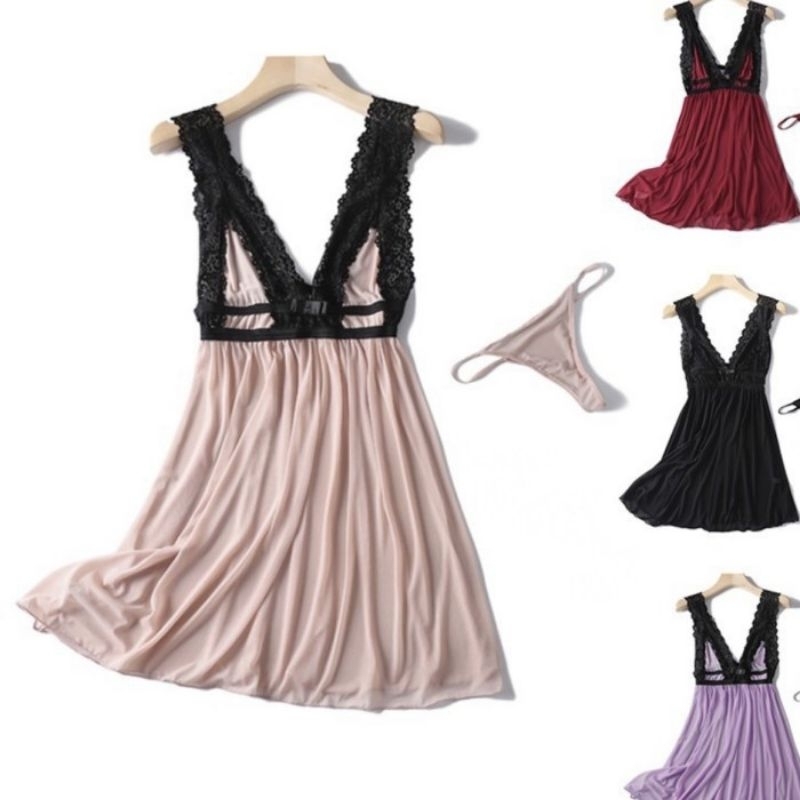 Baju Tidur Lingerie Sexy Tali Brukat (Tidak include CD)