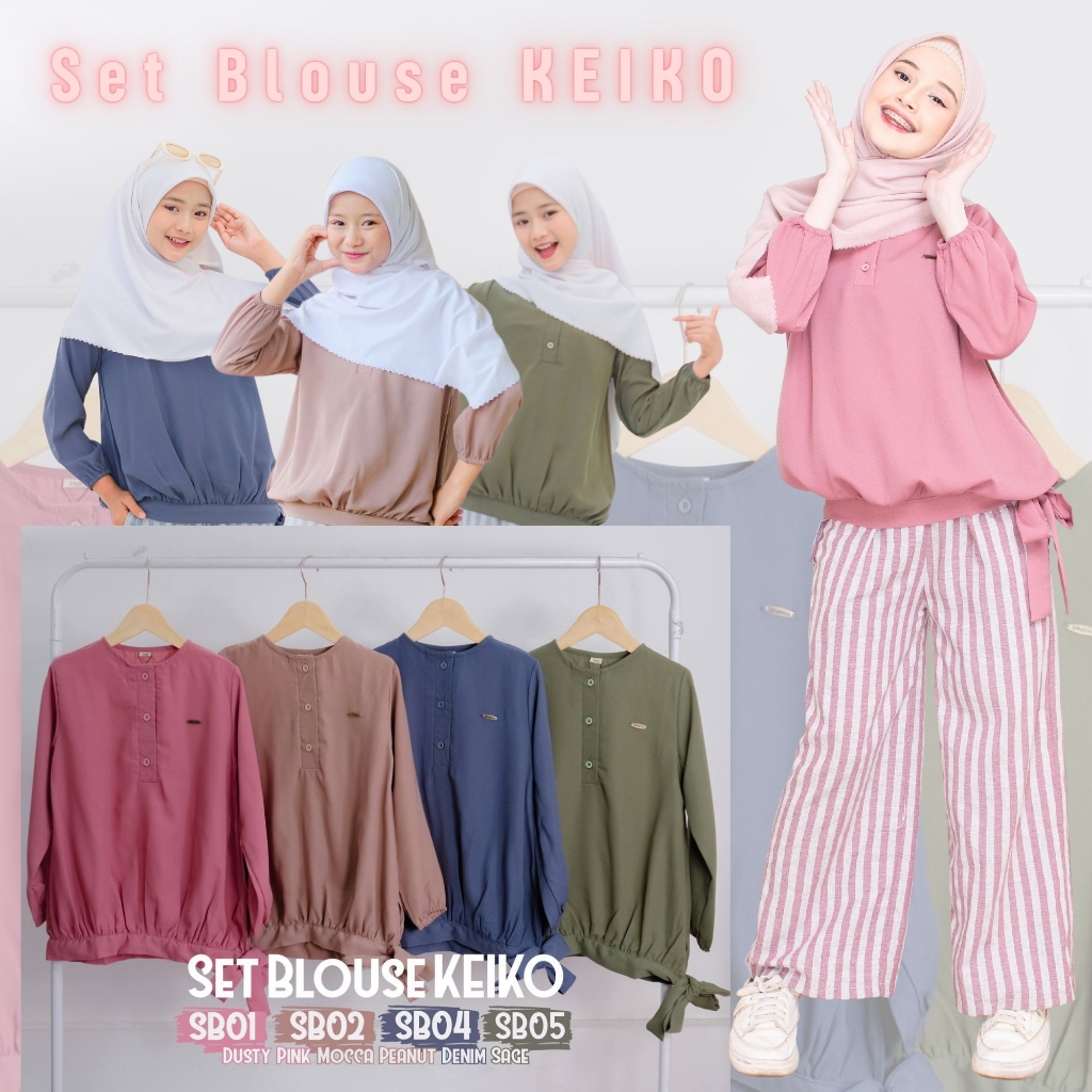 Set Blouse Keiko | one set kulot anak perempuan | kemeja remaja tanggung | setelan gamis celana