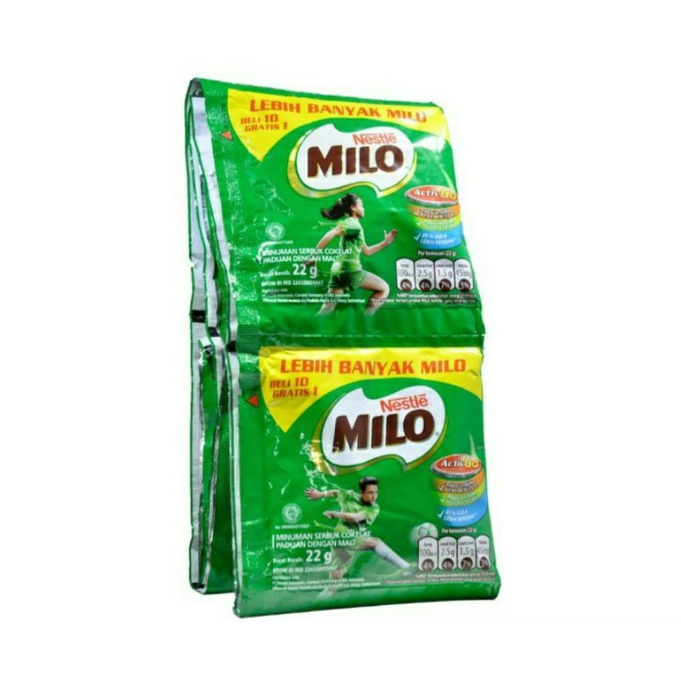 

Milo Activ Go Renceng 11 sachet x 22 gram/Susu Coklat Milo 10 FREE 1