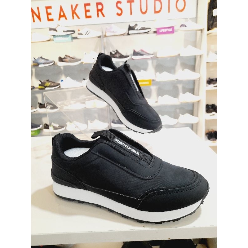 North Star Rathert Sepatu Sneakers Sekolah Hitam Tanpa Tali UNISEX