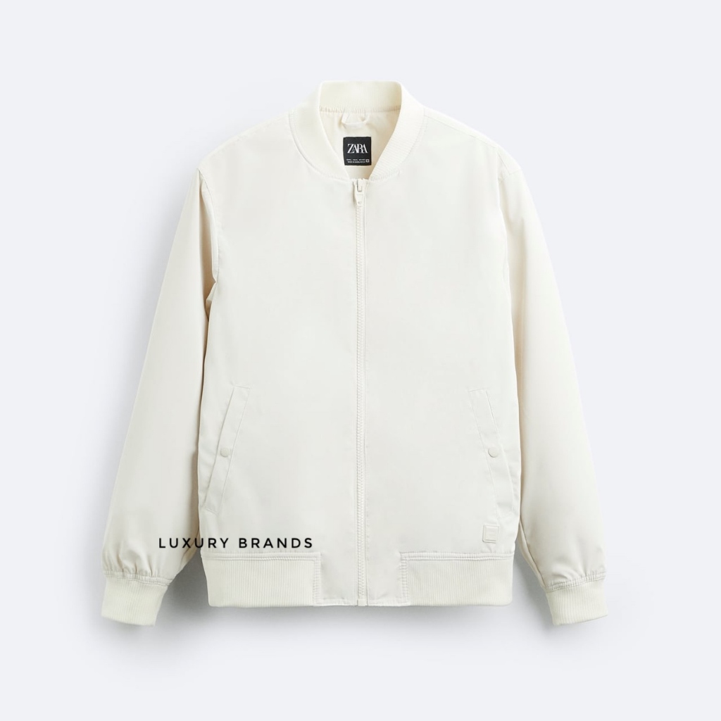Jaket Bomber ZARA Man Original Lightweight Bomber Jacket White
