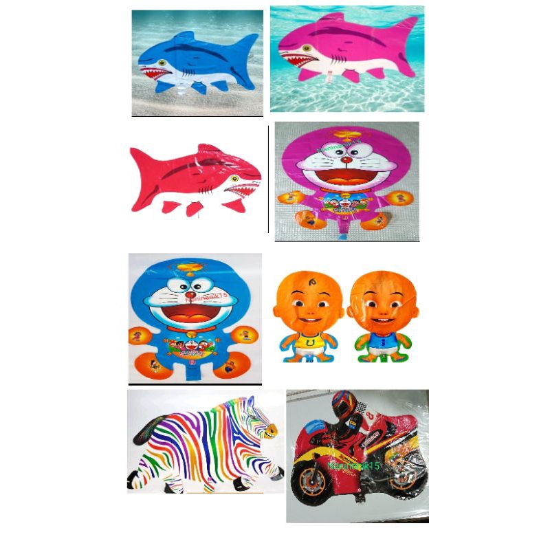 Balon foil / Balon karakter / Balon Dora Emon / Balon Upin &Ipin / Balon ikan hiu / perlengkapan pes