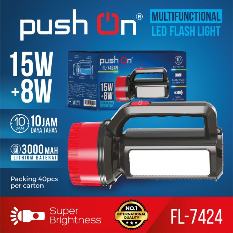 Lampu Senter Emergency Jinjing Multifungsi Push On FL 7424