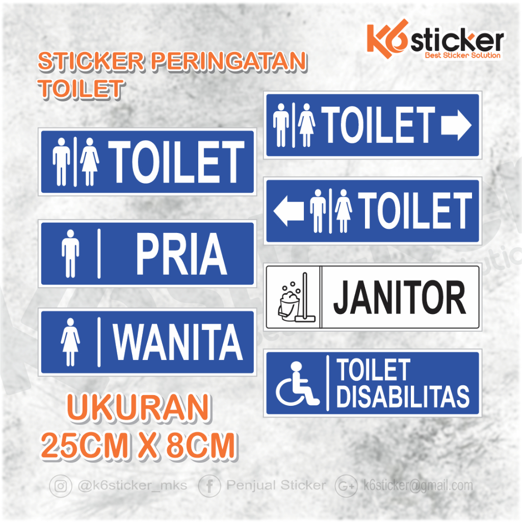 Sticker Toilet Waterproof Toilet Pria Wanita Petunjuk Arah Toilet