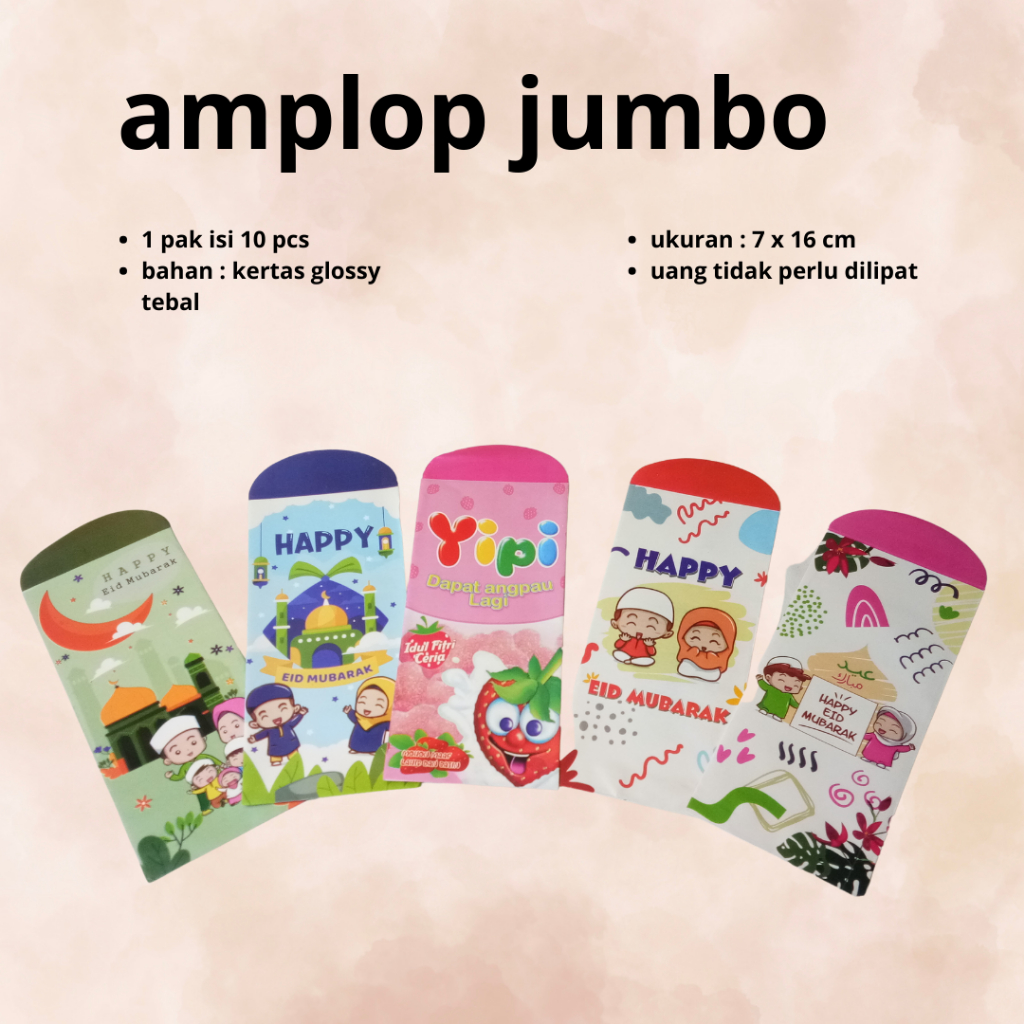 

amplop lebaran murah jumbo, uang tidak perlu dilipat