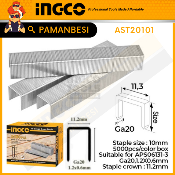 

Crown Staples (U 10 mm) INGCO AST20101 - Refill Isi Steples Tembak U10
